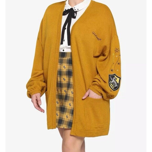 Hot Topic Harry Potter Hufflepuff Oversized Open Cardigan Sweater Knit Womens 4X - Picture 1 of 14